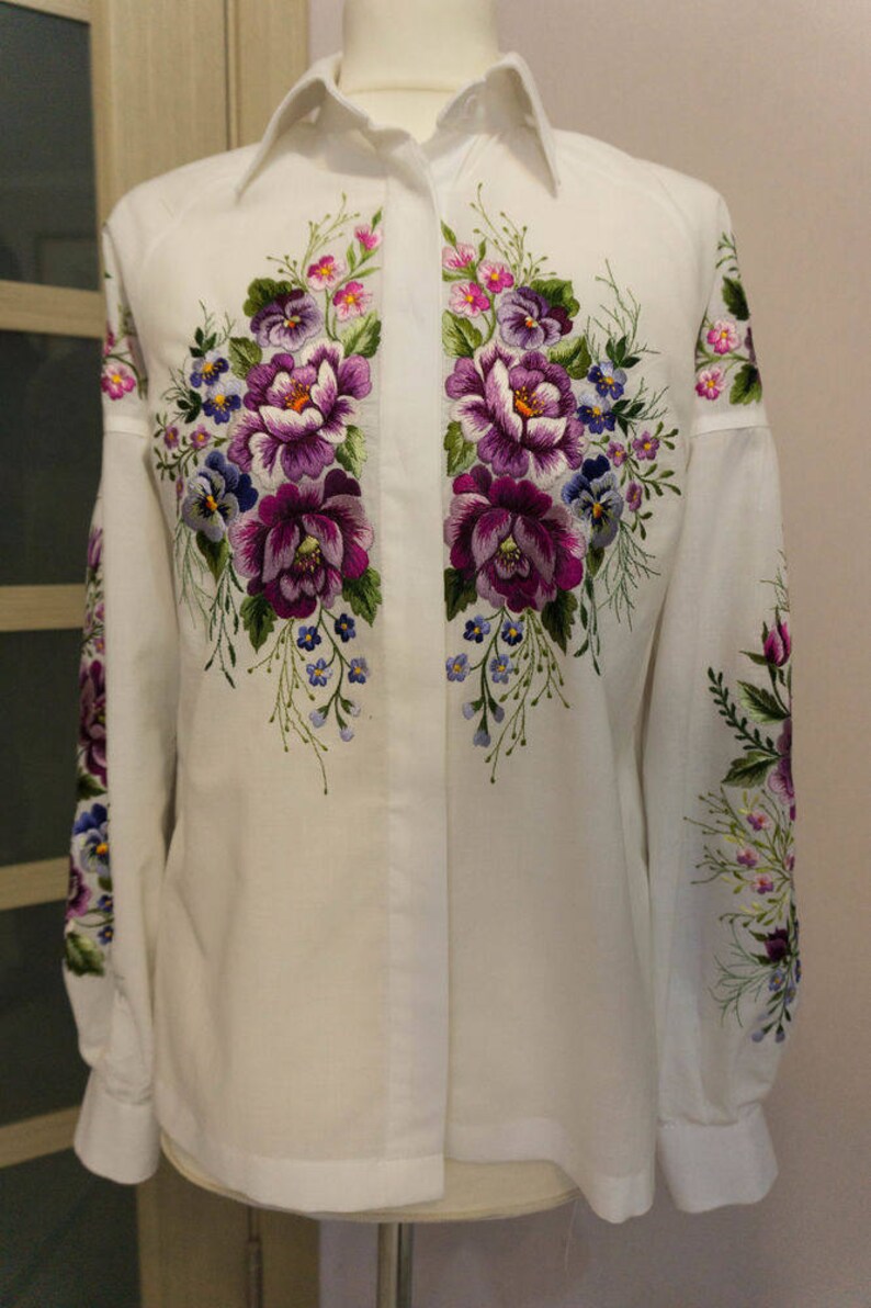 Embroidered blouse Lilac blouse vyshyvanka Mexican blouse Etsy