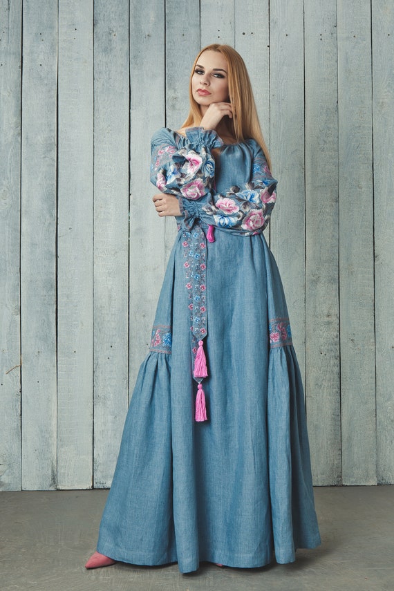 Maxi Dress Floor Length Dress Blue Dress Light Blue Dress