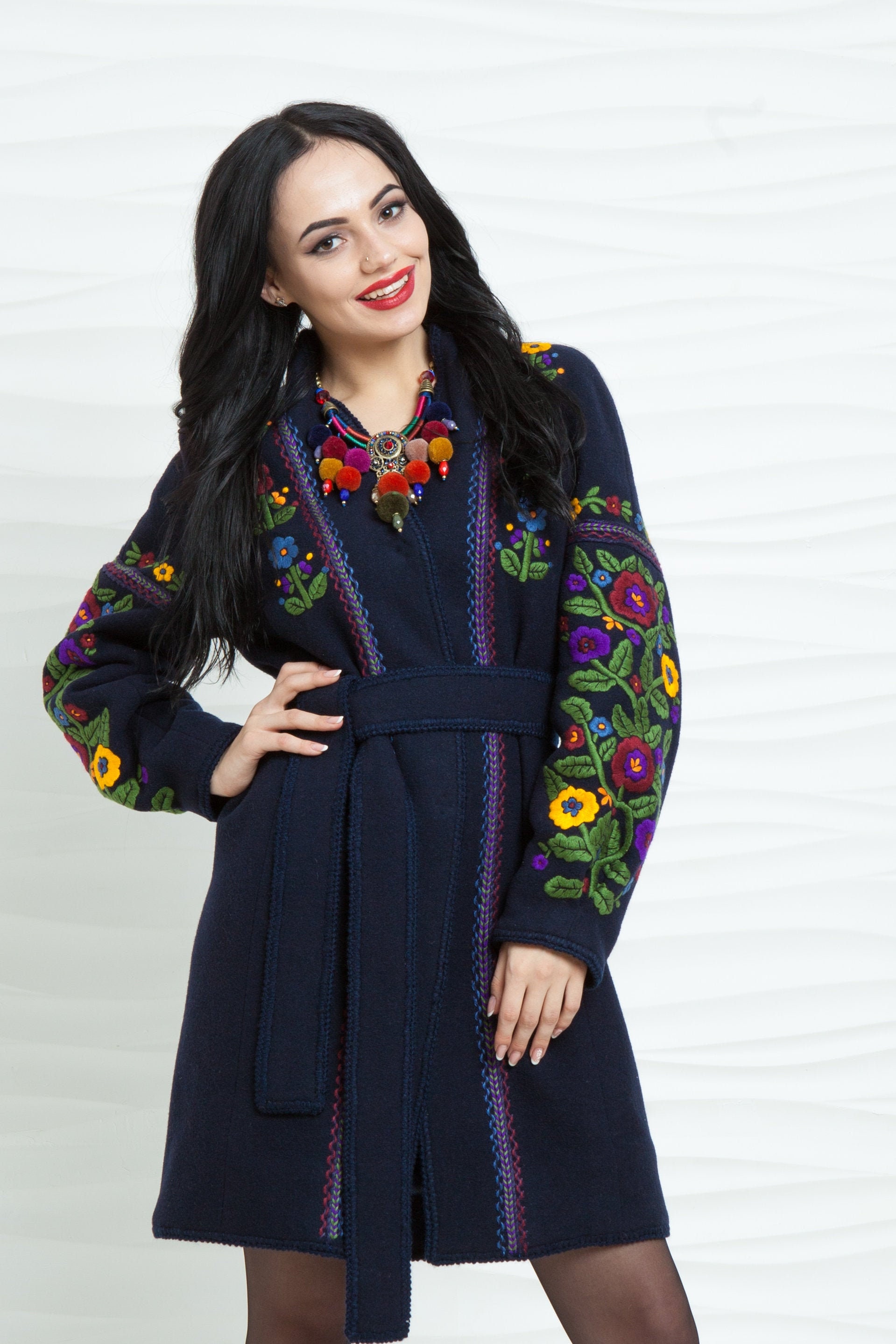 wool embroidered coat