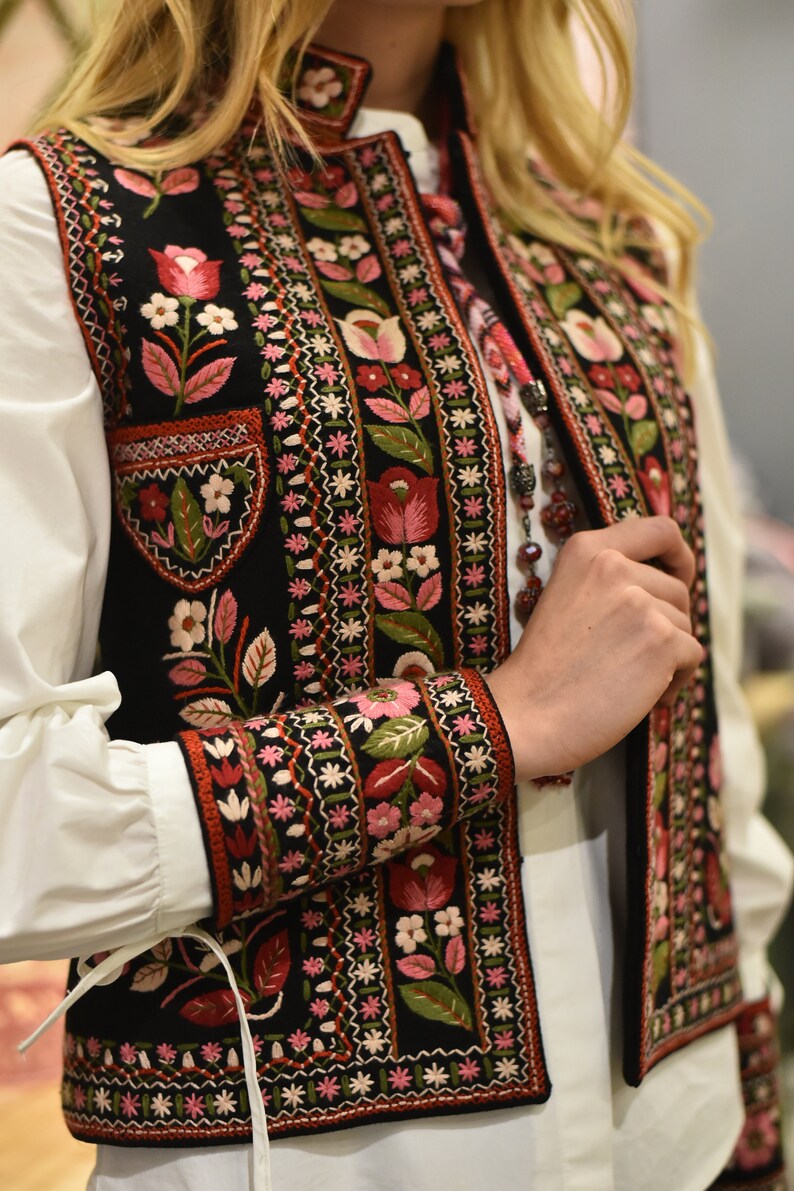 Embroidered Vest Handmade Vest Black Short Vest Ethnic Etsy