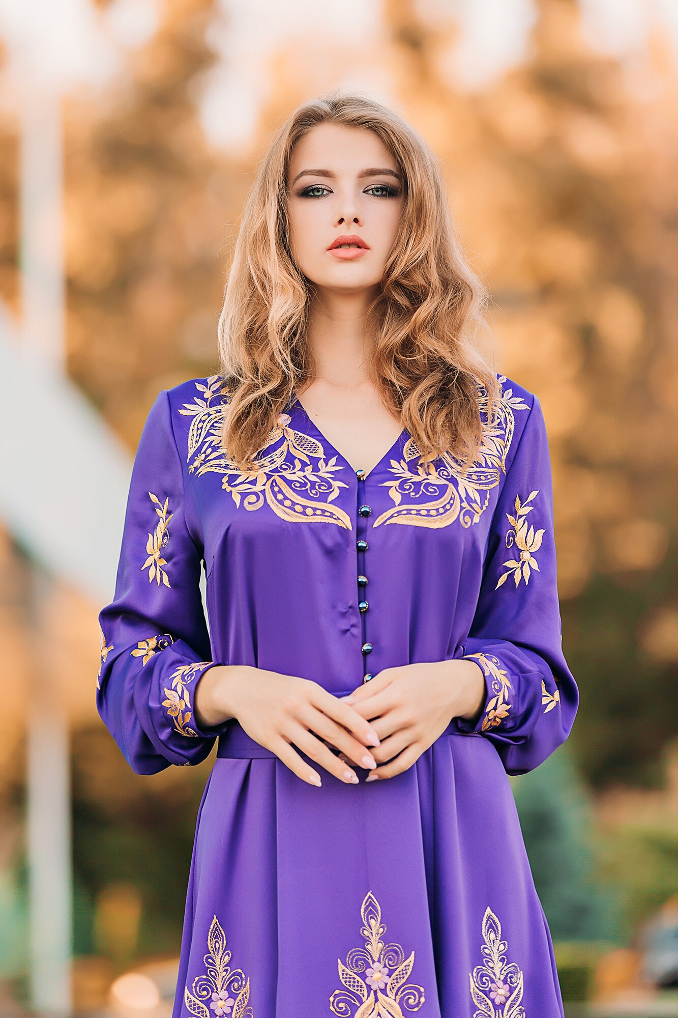 Embroidered dress purple dress purple maxi dress loose fit Etsy