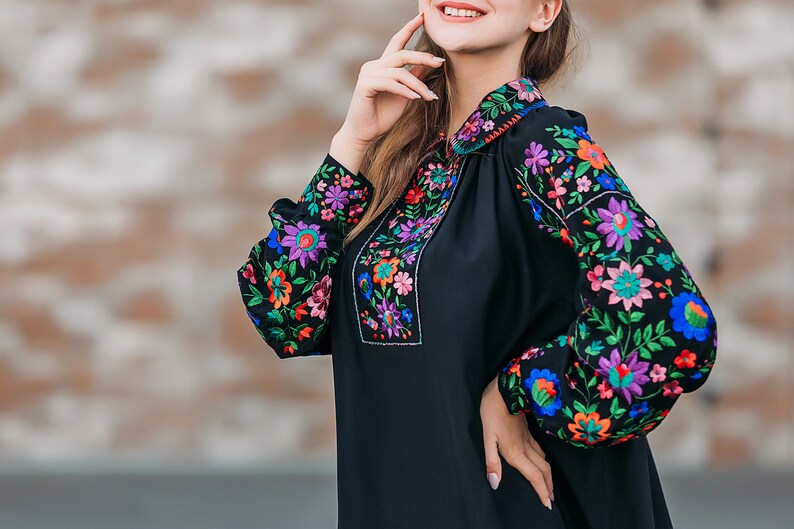 Embroidered Dress Boho Dress Black Dress Black Boho Dress Etsy UK