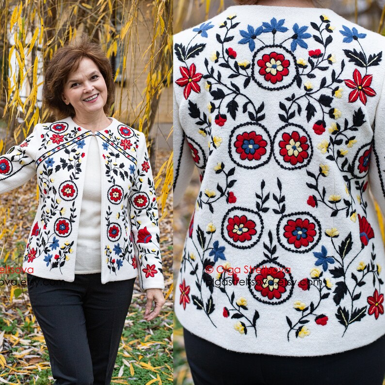 Womens Jacket Embroidered Jacket Hand Embroidered Hand Etsy