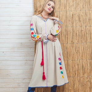 Maxi dress loose dress holiday dress summer loose dress loose fit maxi dress embroidered dress long bohemian dress holiday dress women image 3