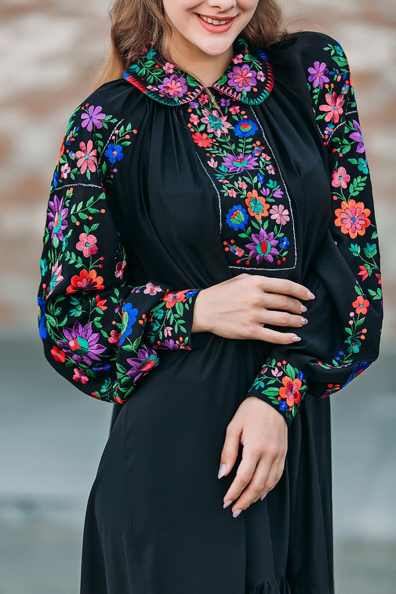 Embroidered Dress Boho Dress Black Dress Black Boho Dress Etsy UK