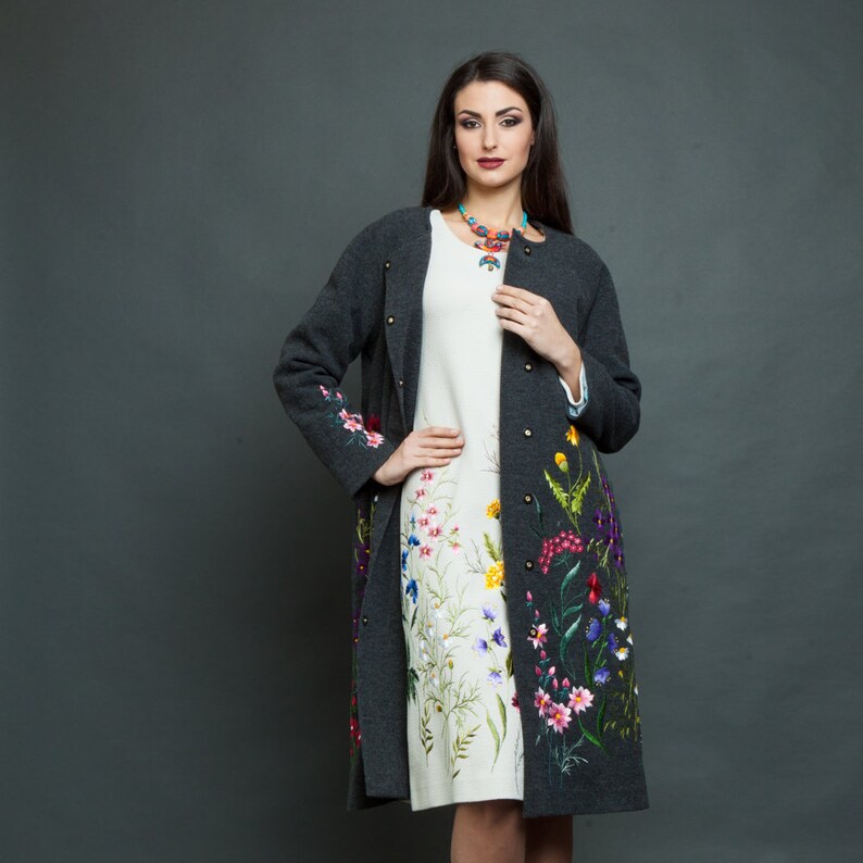 Gray coat, embroidered coat, long coats, wool coat, wool coat women, long wool coat, gray wool coat, grey coat midi coat wool embroider coat Gray coat, embroidered coat, long coats, wool coat, wool coat women, long wool coat, gray wool coat, grey coat midi coat wool embroider coat