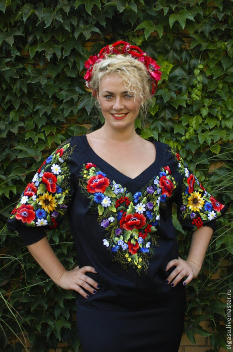 Artisanal Embroidered Blouse 100% Cotton Blue 603069 main image 1