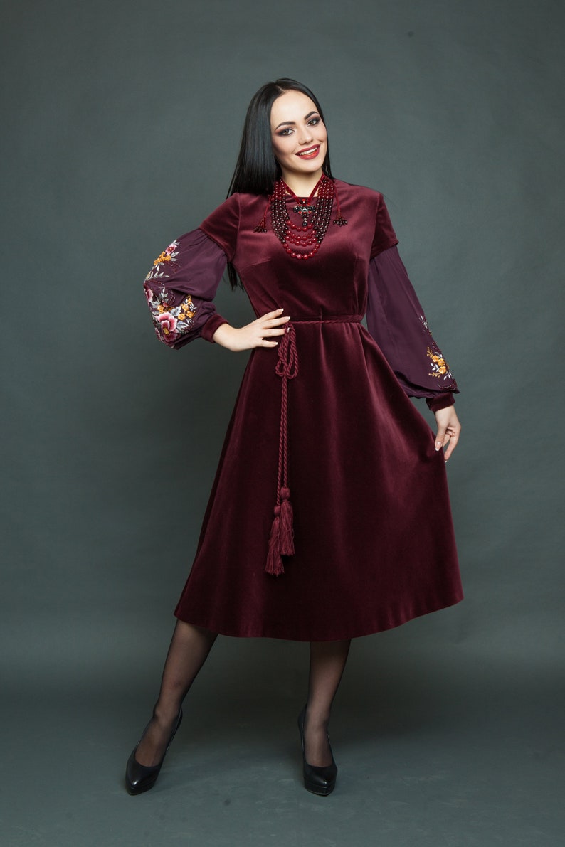 velvet knee length dress