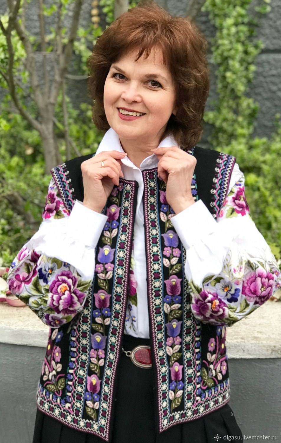 Black vest embroidered vest waistcoats for women handmade Etsy Polska