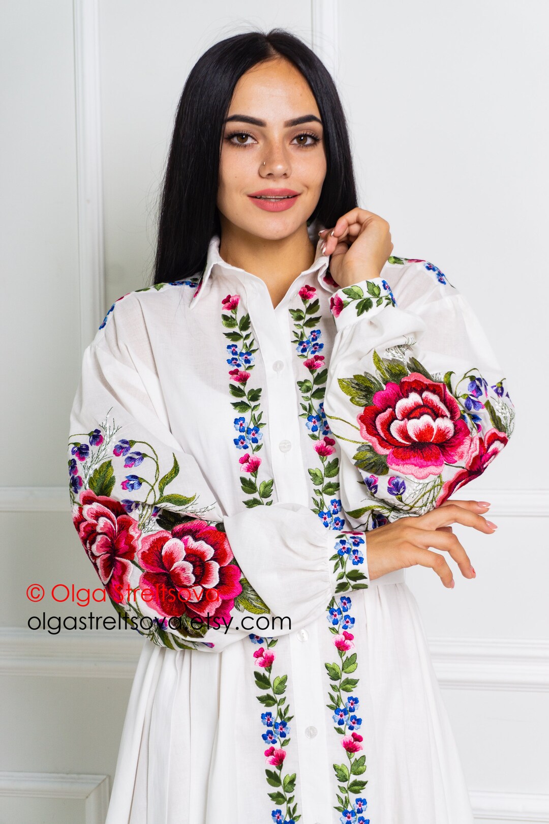 Embroidered Dress White Dress Boho Dress Floor Length Dress Maxi Dress