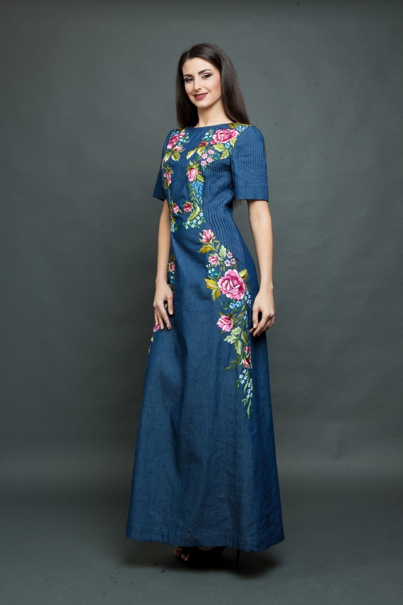 long denim maxi dress