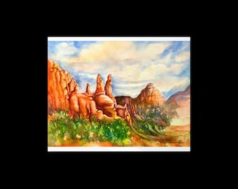 Sedona Landscape Metal  Art Prints, Landscape Art, Home Decor, Original Art, Shiny Metal Print, Wall Decor