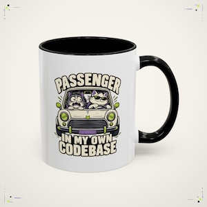 Passagerare i min egen kodbas | Cat Developer-mugg