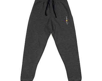 Moon Phase Embroidered Joggers, Celestial Crescent Moon Sweatpants, Cozy Season Lounge Pants, Witchy Gift for Her or Him