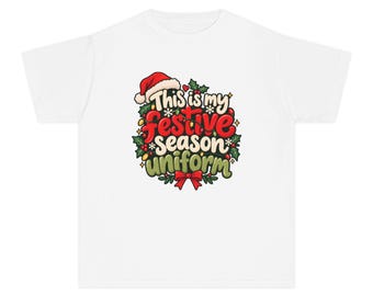Maglietta per ragazzi "My Festive Season Uniform" - Maglietta per le vacanze per bambini, morbida al tatto e tinta in capo.