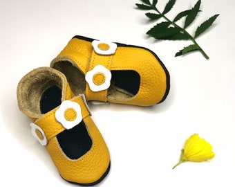 Yellow Sandals, Baby Mary Jane Shoes, Soft Sole Booties, Baby Shoes, Ebooba, Handmade Moccs, Kids' Sandals, Leather Slippers, ebooba