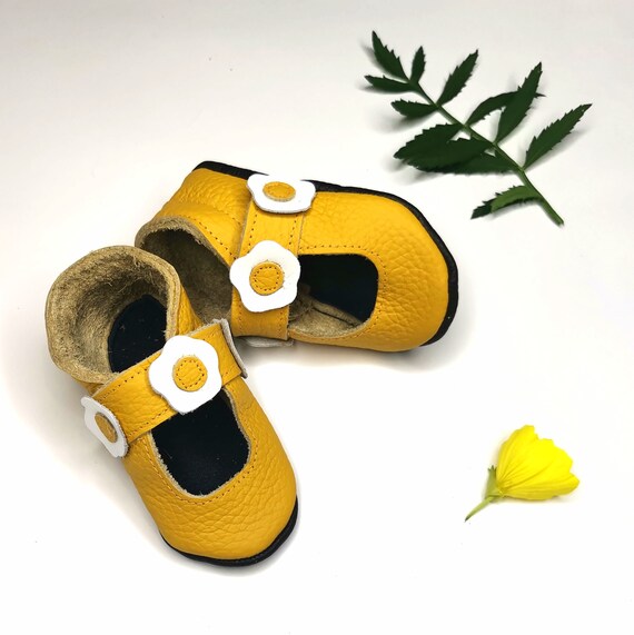 Yellow Sandals Baby Mary Jane Shoes Soft Sole Booties Baby Etsy