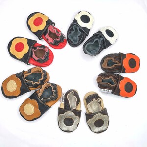 Daisy Baby Shoes, Leather Baby Slippers, Soft sole baby shoe, Infant Flowers Booties, Newborn gift, Toddler Shoes, Krabbelschuhe, ebooba, 2