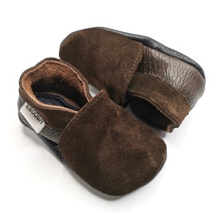 scarpe scamosciate pattini di bambino suola morbida 12-18 mesi,  scarpe marroni, ebooba