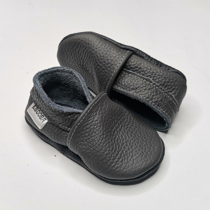 soft sole baby shoes leather infant kids dark brown 18 24 bebes garcon souple chaussons Krabbelschuhe porter ebooba OT-13-DB-M-4 Dark Gray