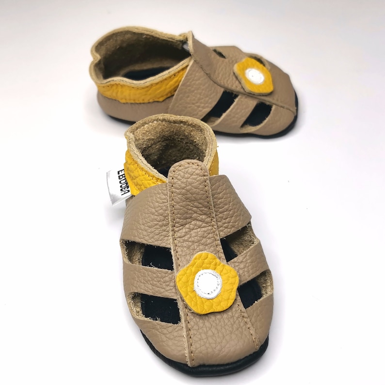 los zapatos de 5-6 anos bebe unicos suaves sandalias marrones, ebooba SN-40-BR-M-4 Beis