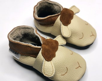 zachte tong babyschoentjes, lederen schoenen, Lam schoenen, ebooba