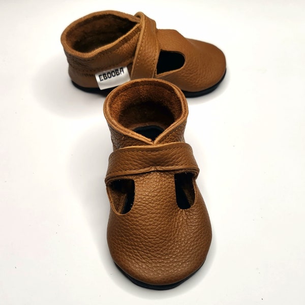 Baby Shoes,Leather Baby Shoes,Ebooba,Baby Moccasins,Soft Sole Baby Shoes,Walking Shoes,Leather Baby Sandals,Girl Sandals,Brown Baby Shoes,1