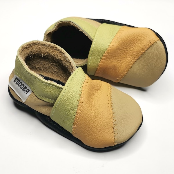 soft sole baby shoes infant kids gift boy girl olive yellow beige 6 7 Lederpuschen chaussons chaussurese garçon fille bebes ebooba OT-19-Y-9