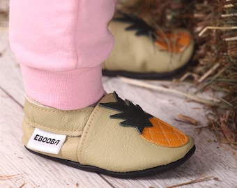 Dinosauriër zachte zool leer baby schoenen 16/17/18, ananas babyschoentjes 0-6 Maanden, ebooba