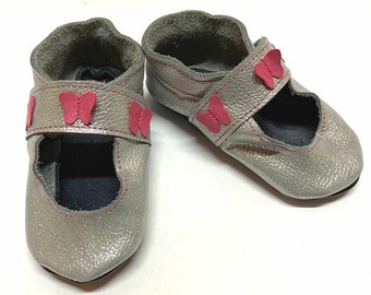 Baby Shoes, 12-18 Months Baby Sandals, Leather Baby Shoes, Silver Baby Shoes, Ebooba, Soft Sole Booties, Baby Slippers, Leather Baby Sandals