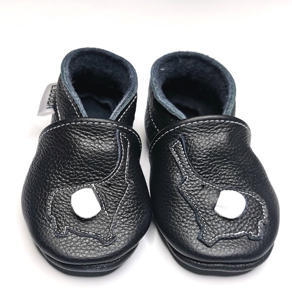 soft sole baby shoes infant handmade gift elephant black white newborn chaussons chaussurese garcon fille bebes cuir souple ebooba EL-36-B-1