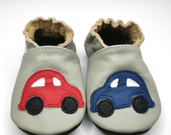 Gray baby shoes Cars baby shoes, Leather Baby Shoes, Baby boy Moccasins, Ebooba, Soft Sole baby slippers, Baby Shower Gift, 3