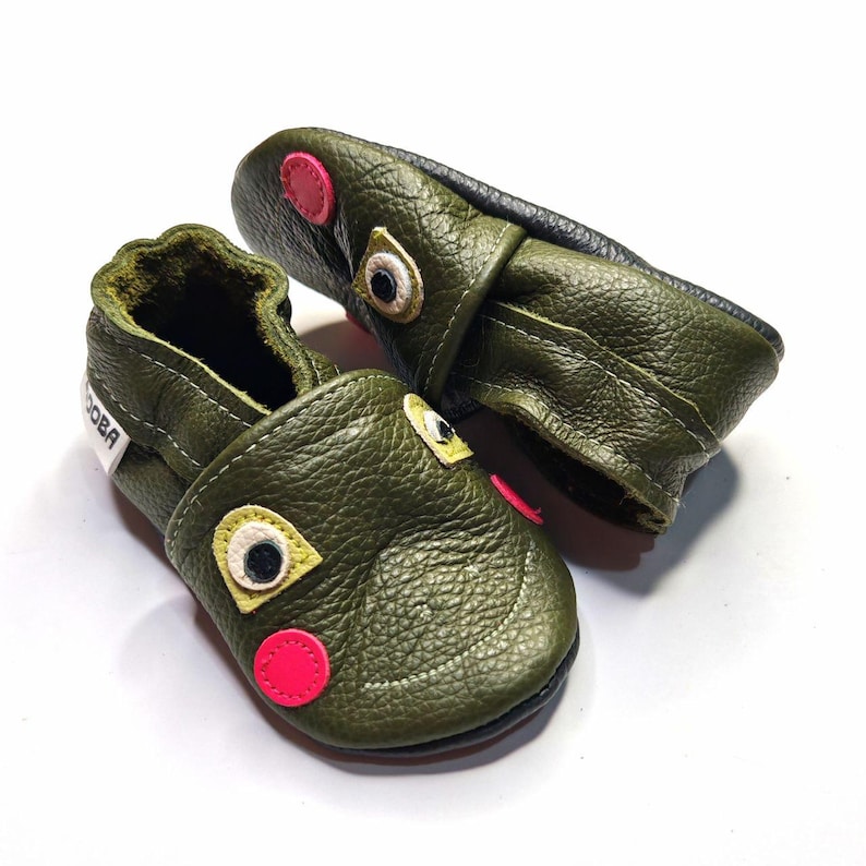 Teddy Bear Shoes, Leather Baby Shoes, Brown Baby Booties, Baby Leather Slippers, Toddler Shoe, Unisex Bootie, Kids' Slippers, Ebooba, 8 image 13