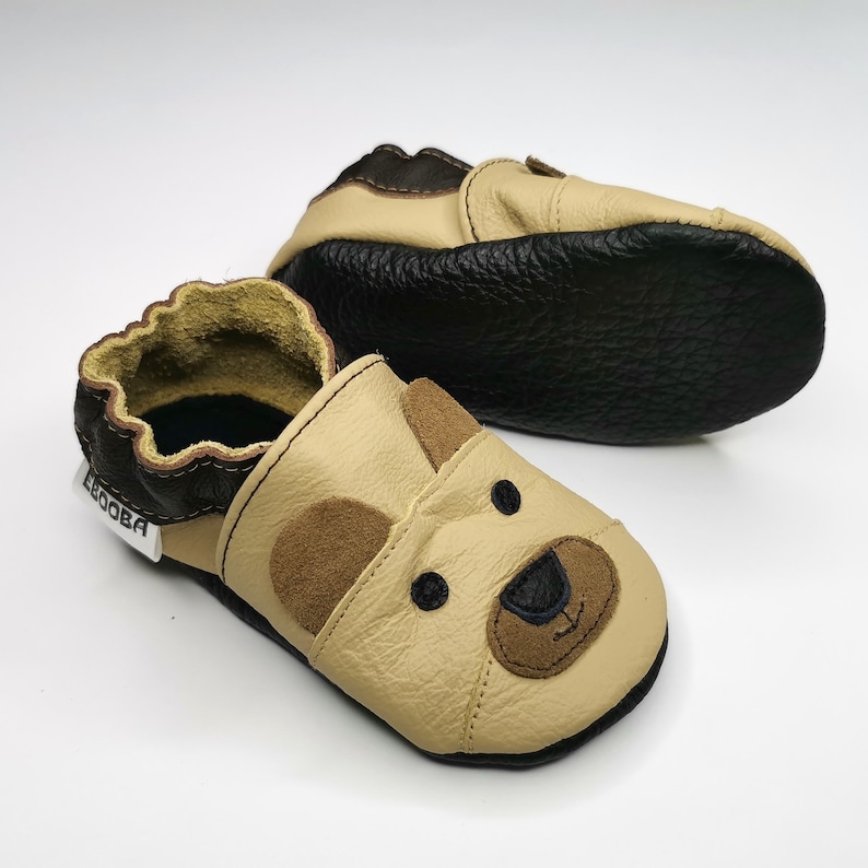 Gift baby shoes Teddy Bear Beige Leather Soft Sole Baby Shoes Baby Moccasins Baby Shoes chaussons cuir b\u00e9b\u00e9 Unisex/' baby shoes 3