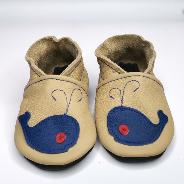 Animals Baby Shoes, Ebooba, Soft Sole Booties, Crib Leather Shoes, Kids' Slippers, Unisex' Baby Shoe, Lauflernschuhe, Blue Whale Shoes, 10