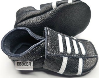 Sneakers Baby Shoes, Ebooba, Black baby Shoes, Soft Sole Baby Shoes, Baby Shoes Boy, Baby Moccasins, Leather Baby Shoes, Baby Gift, 2