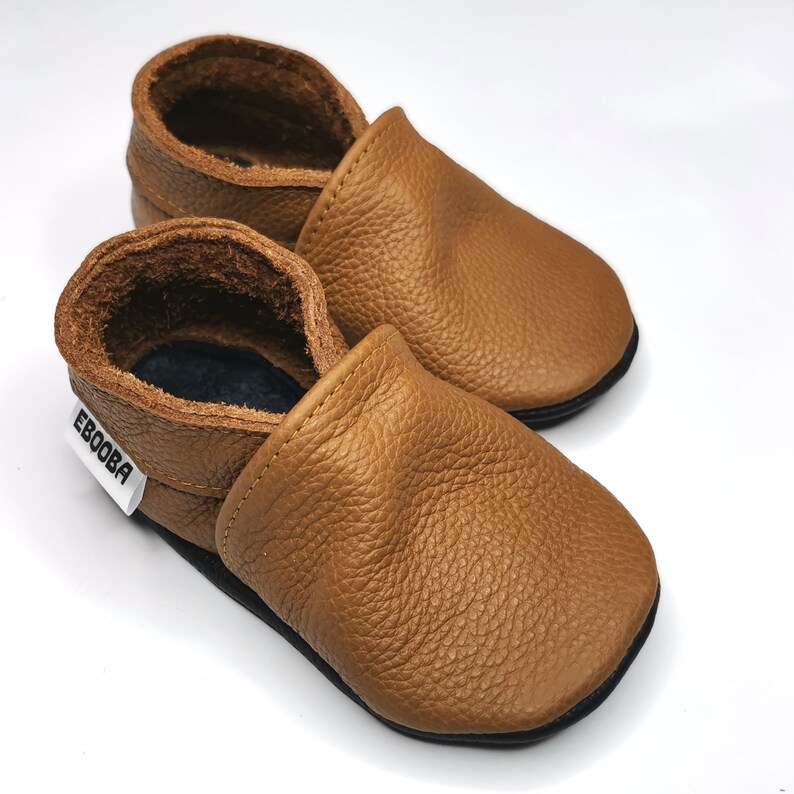 soft sole baby shoes leather infant girl dark brown 12 18 Lederpuschen chaussurese garcon fille Krabbelschuhe ebooba OT-13-DB-M-3 image 4