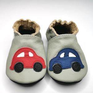 Buty dziecięce Transport, Buciki dziecięce Cars, Kapcie dziecięce, Skórzane buty dziecięce, Mokasyny dla chłopców, Miękkie buciki na podeszwie, Szare buty dziecięce, 10
