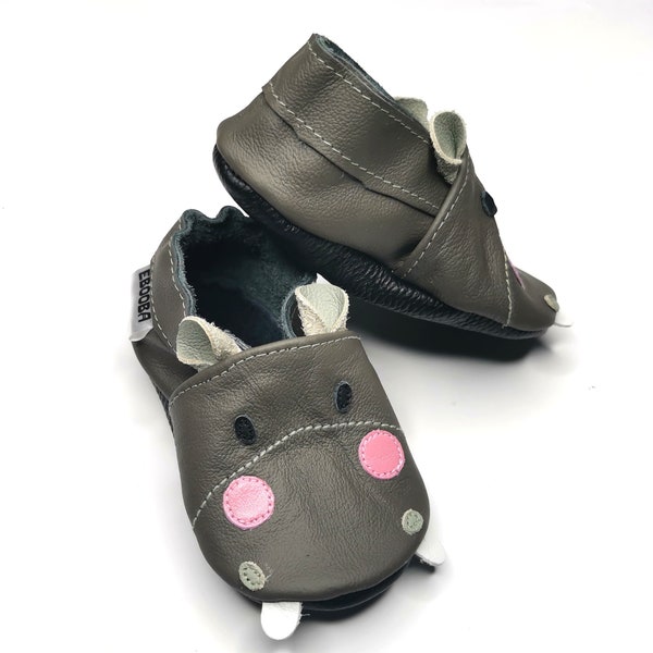 Cute Hippo Baby Shoes, Kids' Shoes, Toddler Slippers, Soft Sole Booties, Animals Baby Shoes, Gray Moccasins, Krabbelschuhe, Gift, Ebooba, 5