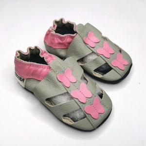 ソフト唯一の赤ちゃんの靴 蝶ピンクグレー 6-12m ebooba BF-34-G-M-2 Sandals