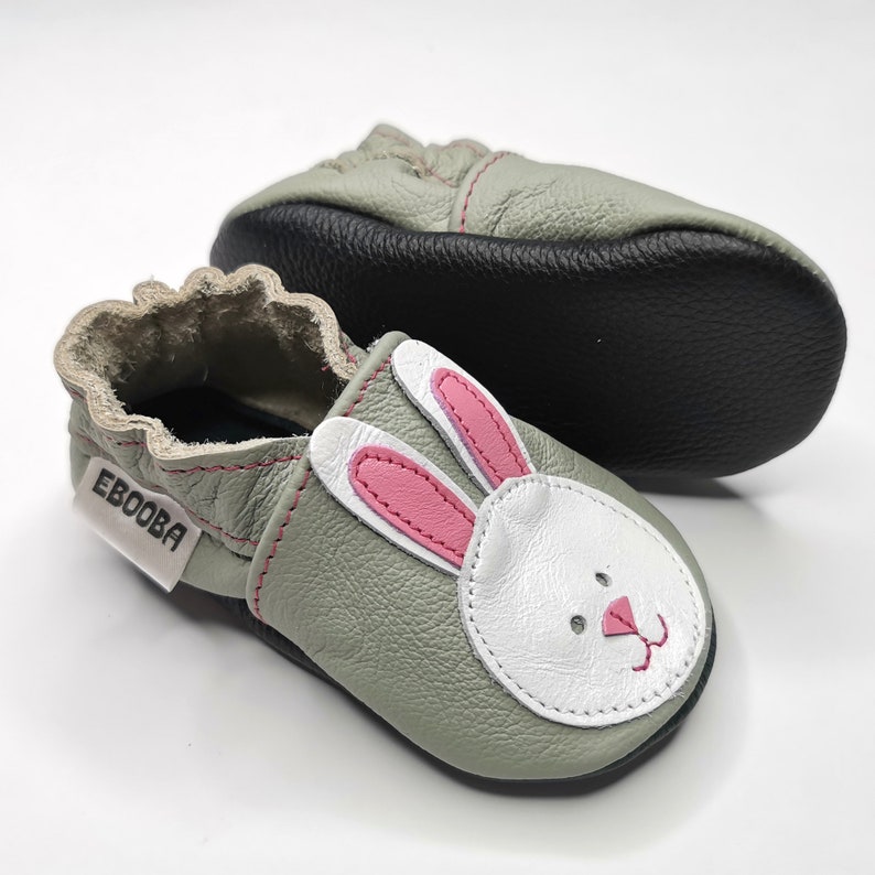 Bunny Baby Shoes Gray Baby Shoes Rabbit Baby Shoes Toddler Etsy