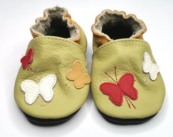 doux des chaussures à semelle de bébé infantile main cadeau papillon Vert 4-5 ans d'enfant, ebooba  BF-34-G-M-4