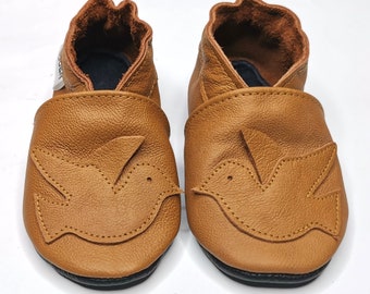 soft sole baby shoes infant kids gift birds brown 12 18 Lederpuschen  chaussons chaussurese garcon fille bebe cuir souple ebooba BR-7-BR-M-3
