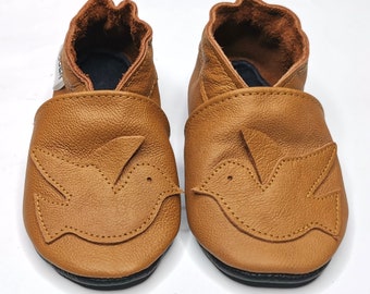 soft sole baby shoes infant kids gift birds brown 12 18 Lederpuschen chaussons chaussurese garcon fille bebe cuir souple ebooba BR-7-BR-M-3