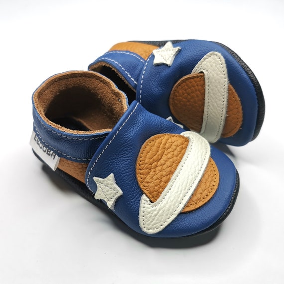 Chaussons bébé cuir souple chaussures enfants bébés garçon fille cosmos  ebooba SC-12-BL-M-6 -  France