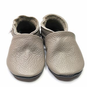 Baby Shoes Brown Leather Baby Soft Sole, Baby boy shoes Baby Moccasins, Baby Shoes Brown Unisex, Newborn Booties Gift, Toddler Shoes Grey