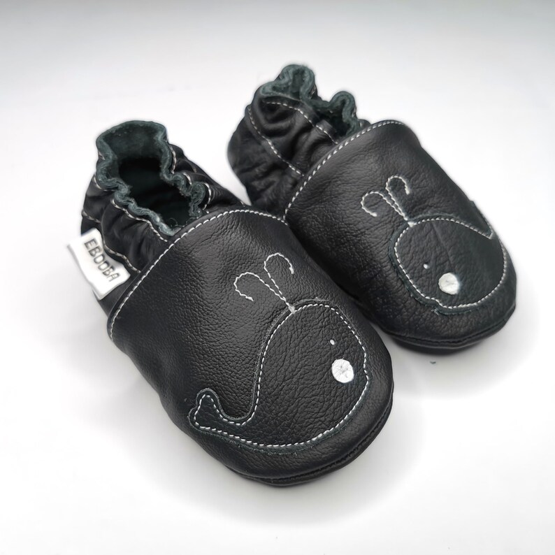 Black Baby Shoes Leather Baby Slippers Soft Sole Baby Shoes Etsy