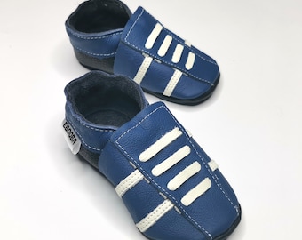 zachte tong babyschoentjes sport blauw wit  12 18 m ebooba