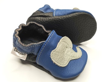 los zapatos de bebe unicos suaves beige blauwe olifant 2 3  ebooba EL-31-BL-M-5