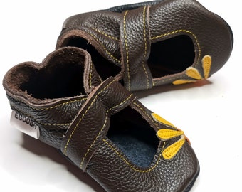Baby Sandals, Dark Brown Baby Sandals, Kids' Booties, Soft Sole Baby Shoes, Leather Sandals, Walking Sandals, Summer Shoes, Gift, Ebooba, 4